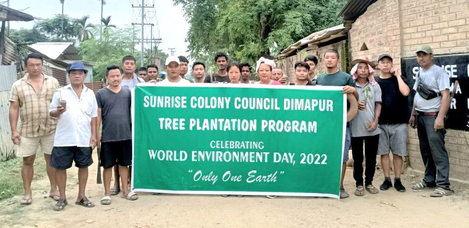 Sunrise Colony Council, Dimapur celebrated the World Environment Day by planting hundreds of Neem and ornamental trees in the Colony. It may be stated here that the Dimapur Municipal Council (DMC) garbage dumping site is located at Sunrise Colony, Dimapur.